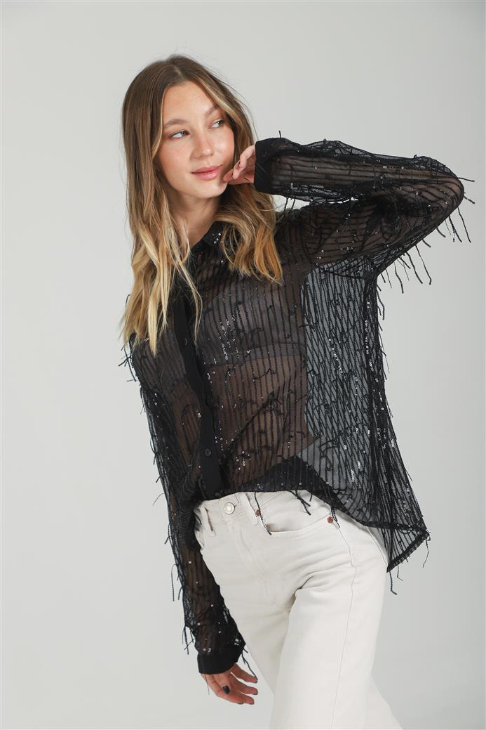 Camisa Valquiria Flecos Lentejuelas